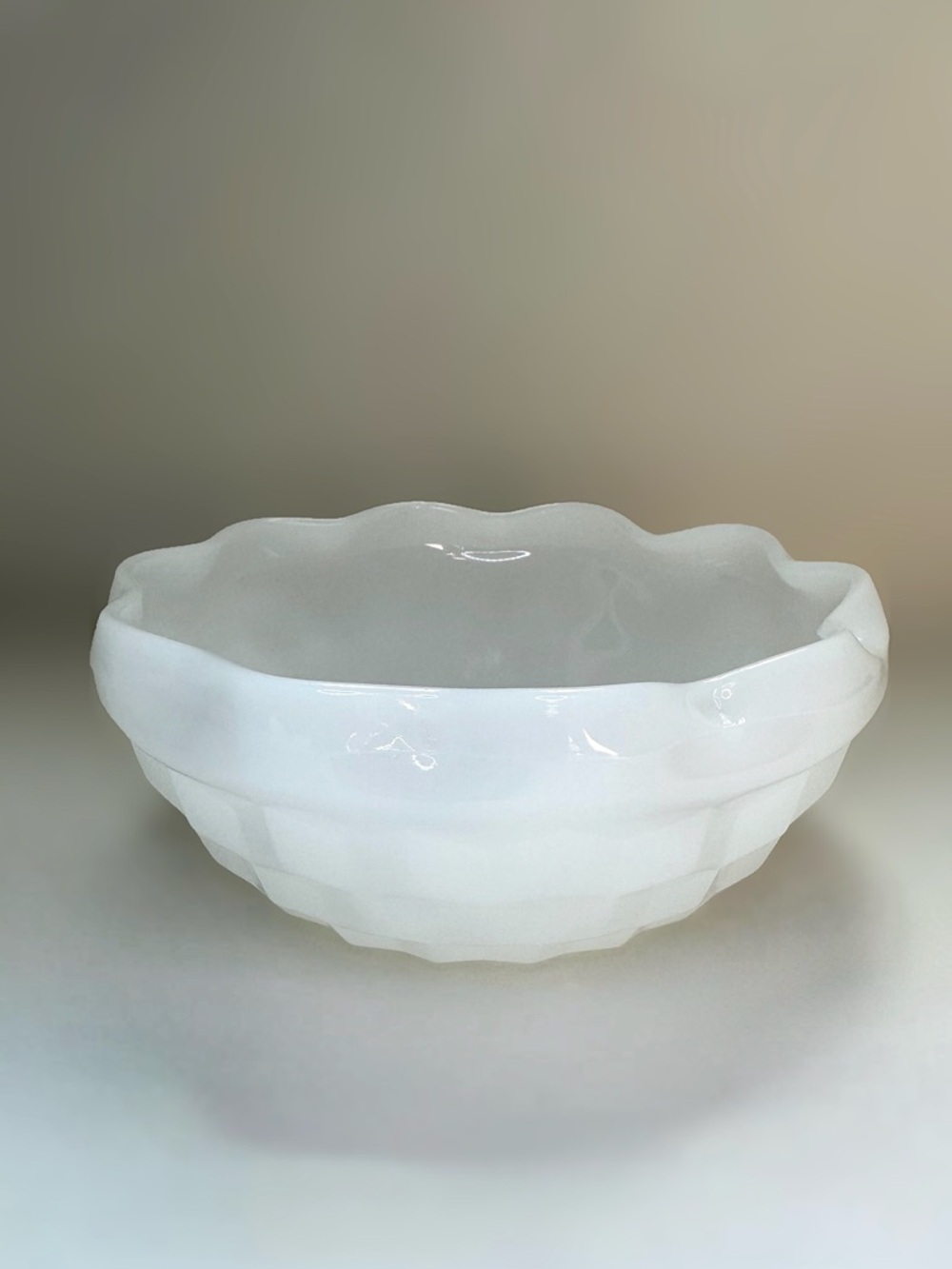 Vintage Anchor Hocking Milk Glass Serving Bowl Bubble Pattern 6.5”